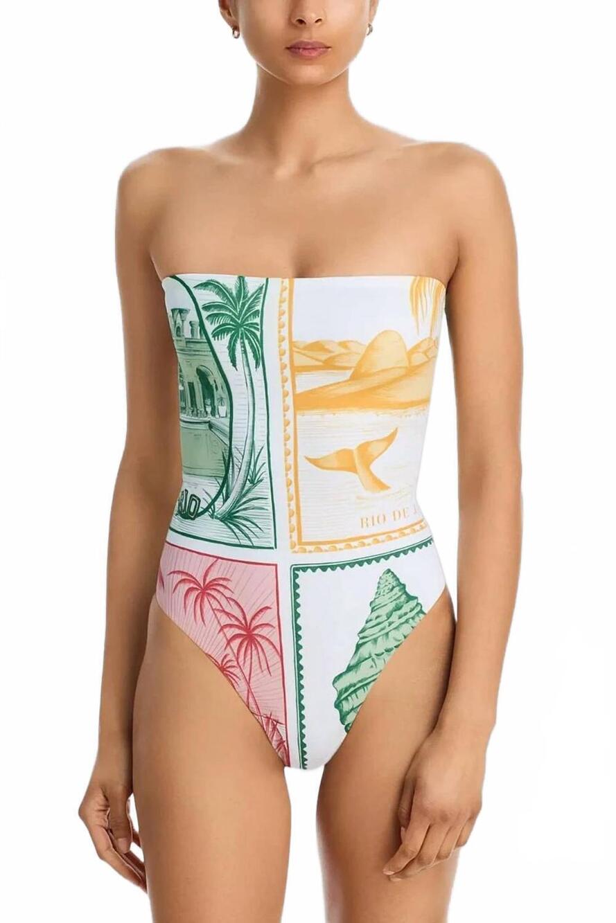 NEW FARM RIO brasil vintage one piece swimsuit in white multi